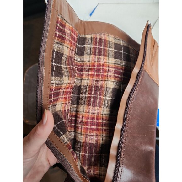 Franco Sarto Chipper Tall Black Brown Leather Riding Boots 7 Embossed Crest - Picture 6 of 7